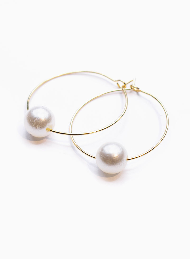 Scandi Pearl Hoop Gold