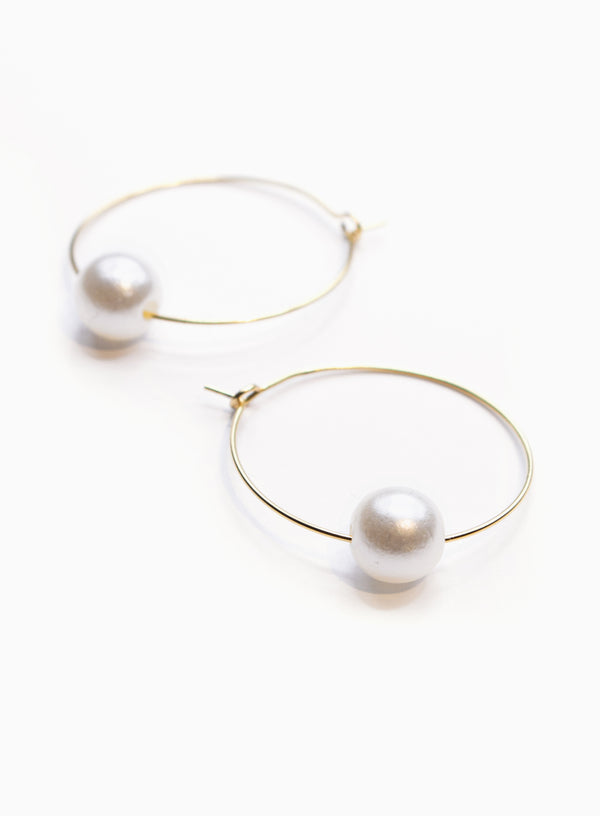 Scandi Pearl Hoop Gold