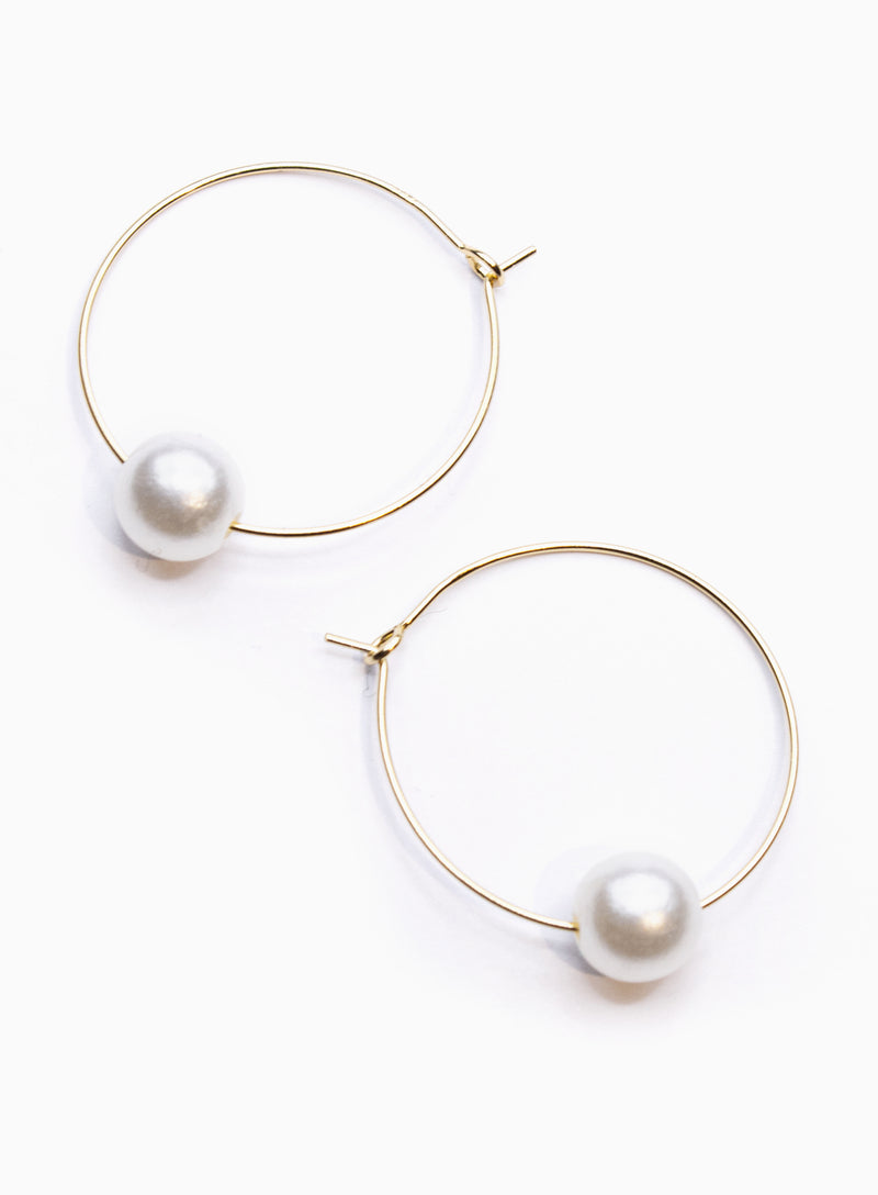 Scandi Pearl Hoop Gold