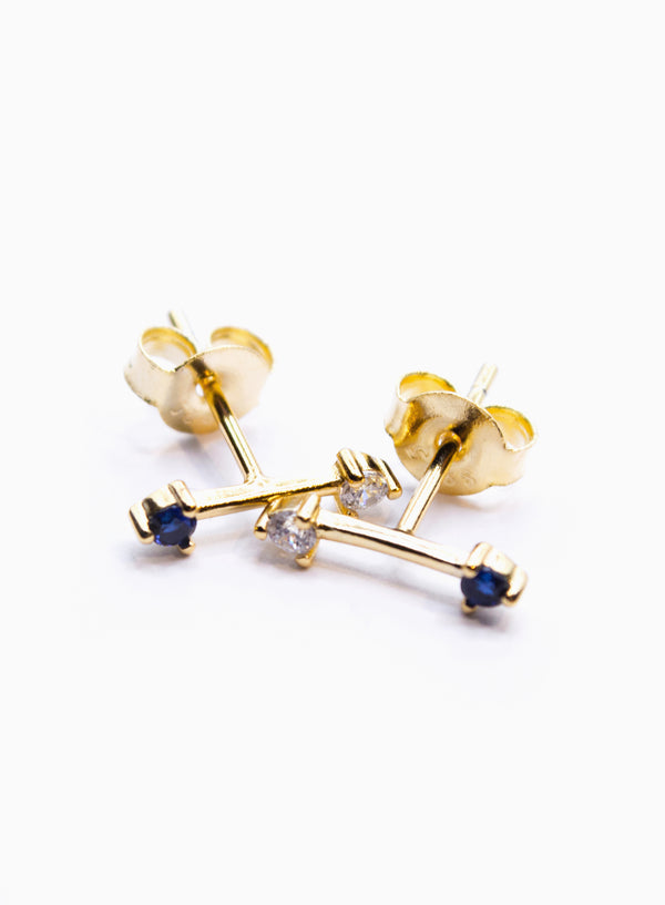 Arrow Blue Gold Earrings