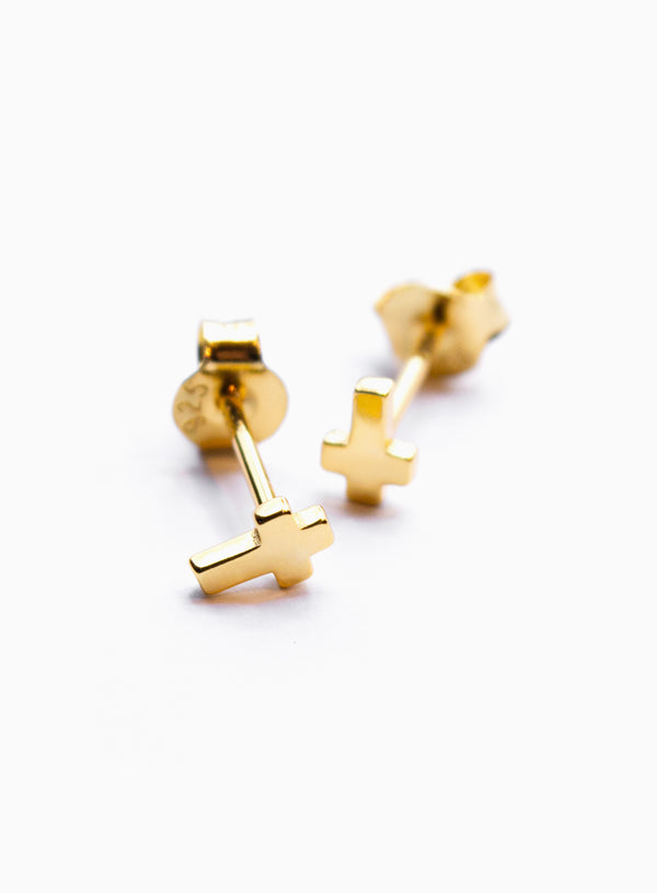 Cross Gold Earrings