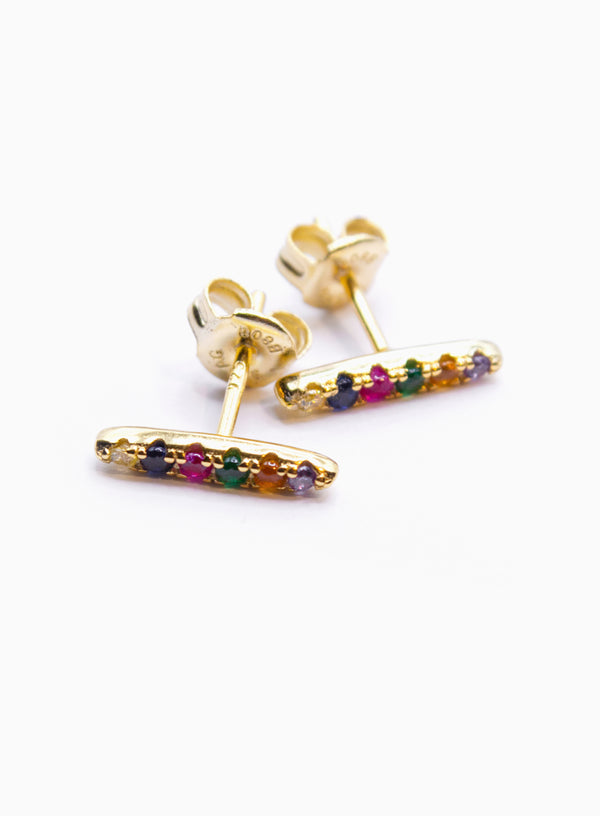 Colour Baguette Gold Earrings