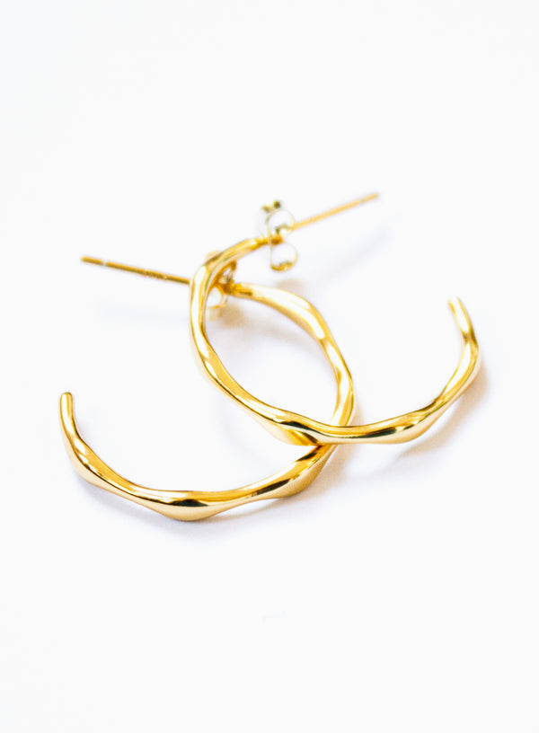 Bamboo Hoop Gold Earrings