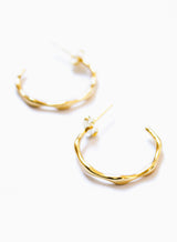 Bamboo Hoop Gold Earrings