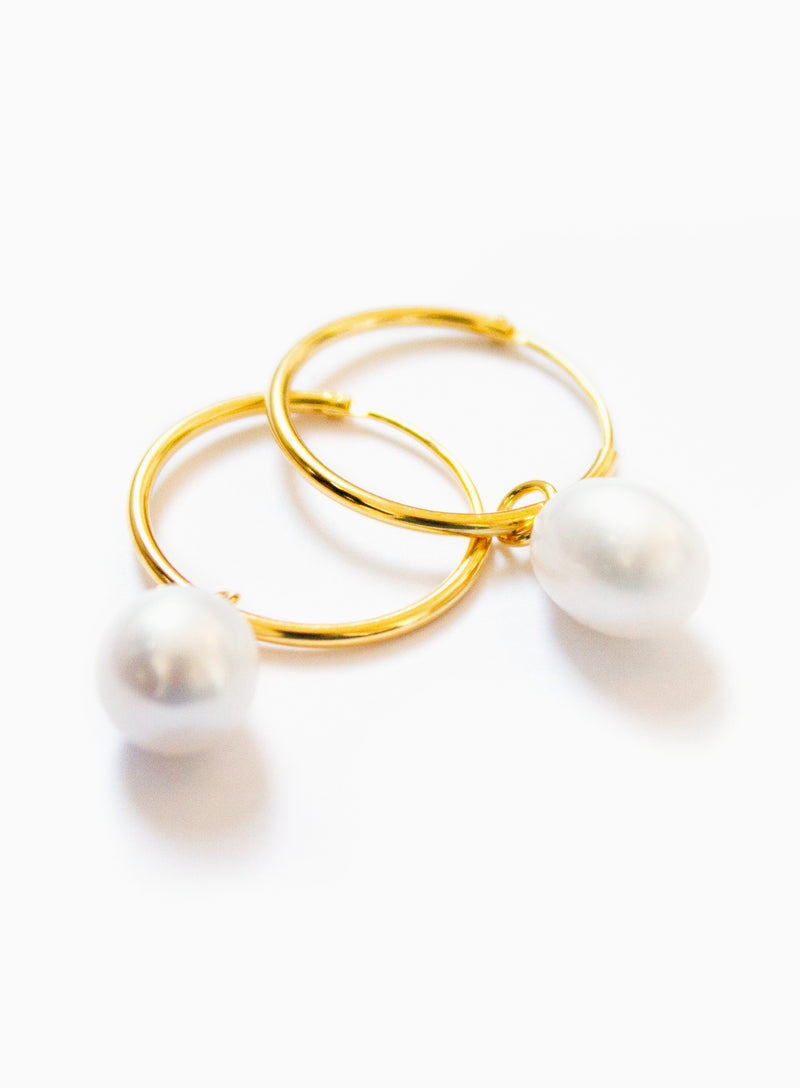 Anne Pearl Hoop Gold