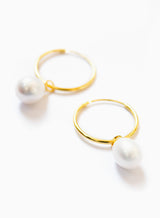 Anne Pearl Hoop Gold