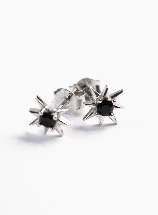 Loise Black Silver Earrings