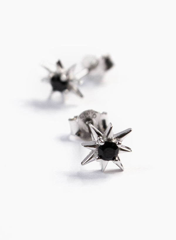 Loise Black Silver Earrings